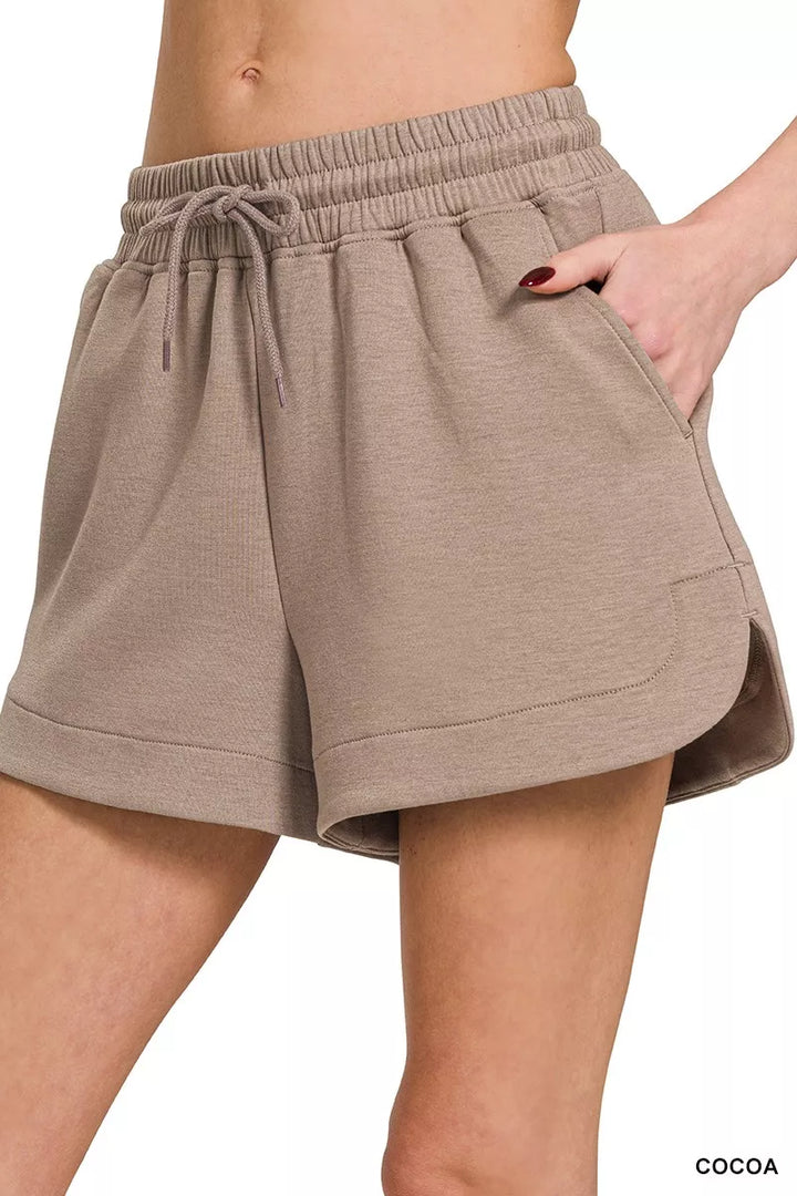 Cocoa Zenana Scuba Elastic Waistband Shorts With Pocket 2