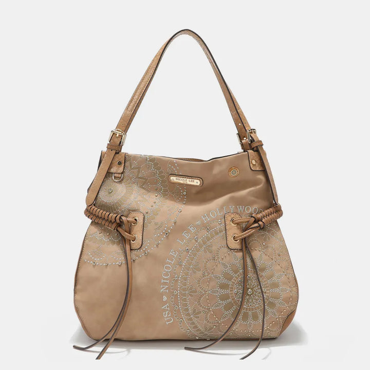 Nicole Lee Usa Side Braided Tassel Inlaid Rhinestone Embroidery Hobo Bag