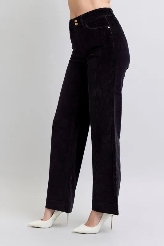 Bk Judy Blue Full Size High Waist Corduroy Trouser Wide Plus Size