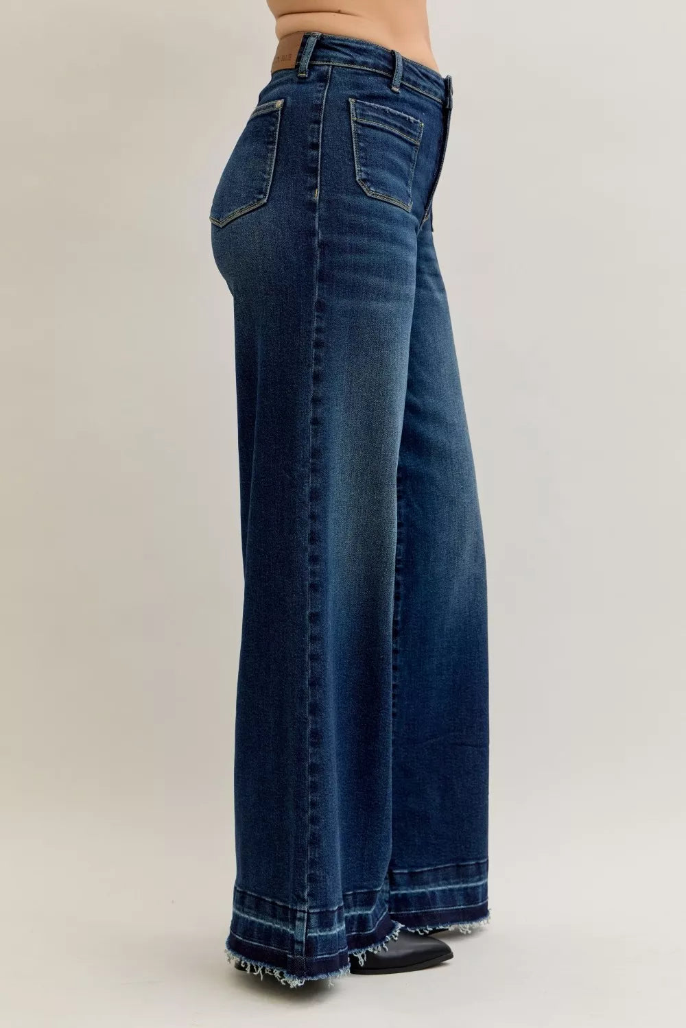 Dk Judy Blue High Waist Palazzo Jeans With Front Patch Pockets