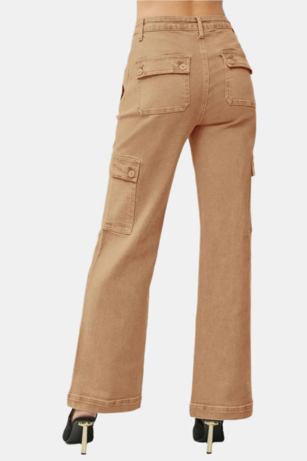 Cocoa Risen Full Size High Rise Wide Leg Cargo Jeans