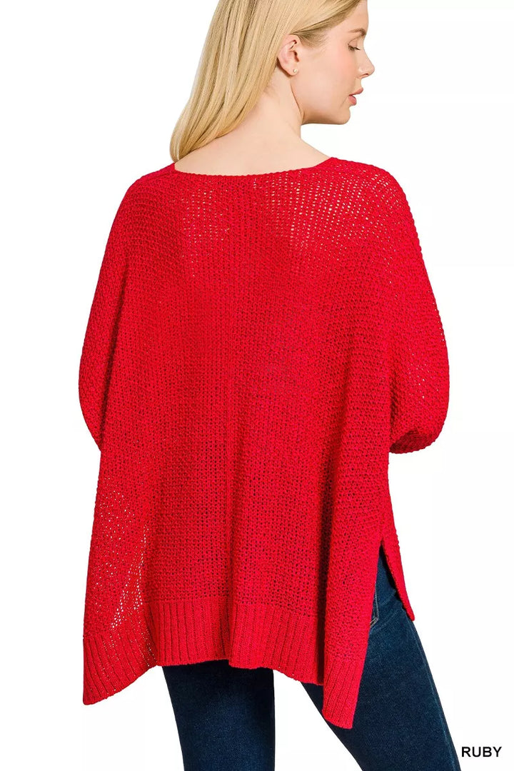 Zenana Dolman Sleeve V Neck Sweater 2