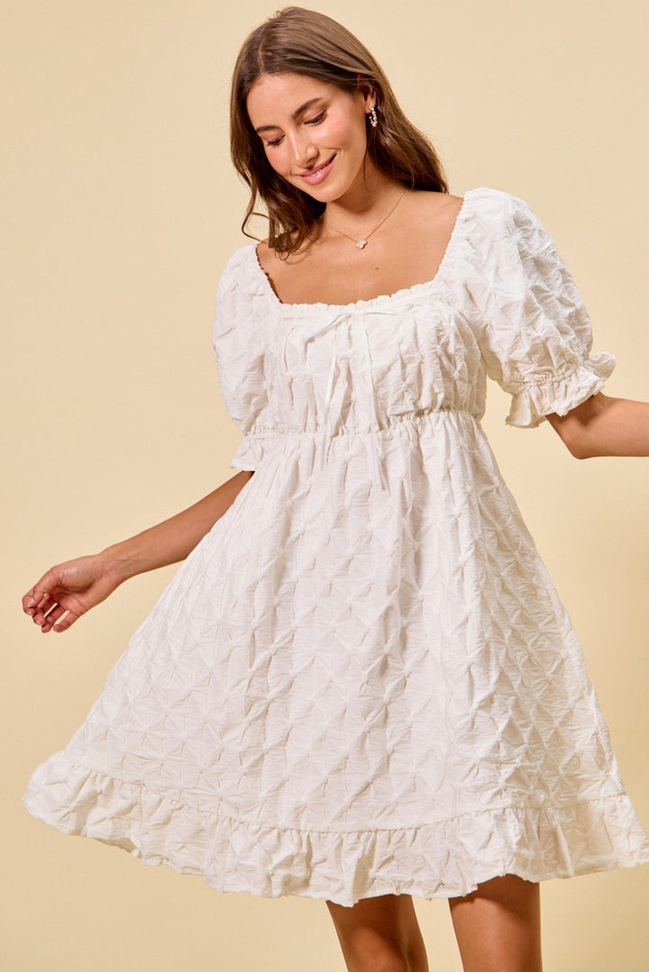 Off White So Me Texture Woven Ruching On Bust Mini Dress