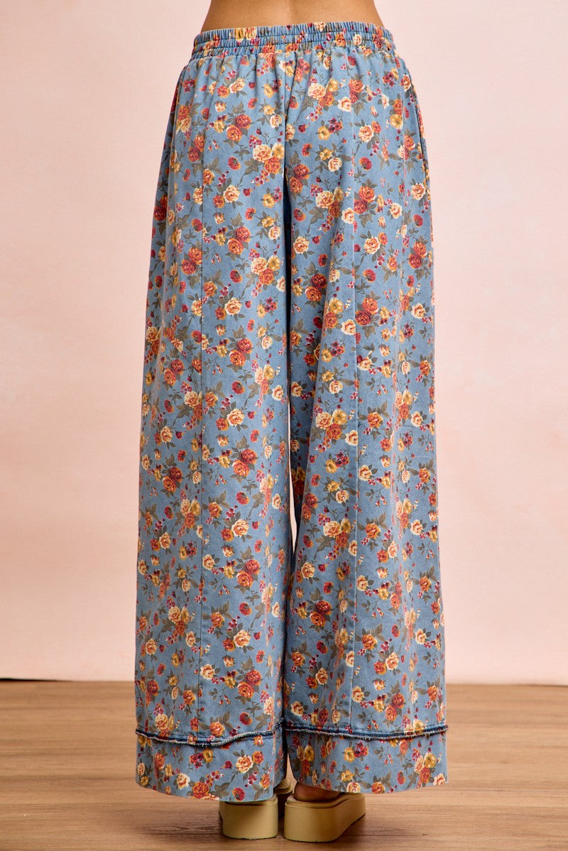 Bibi Floral Printed Drawstring Wide Pants