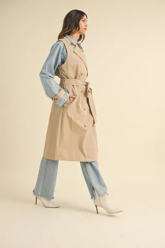 Mable Layered Look Trench Coat With Denim Jacket