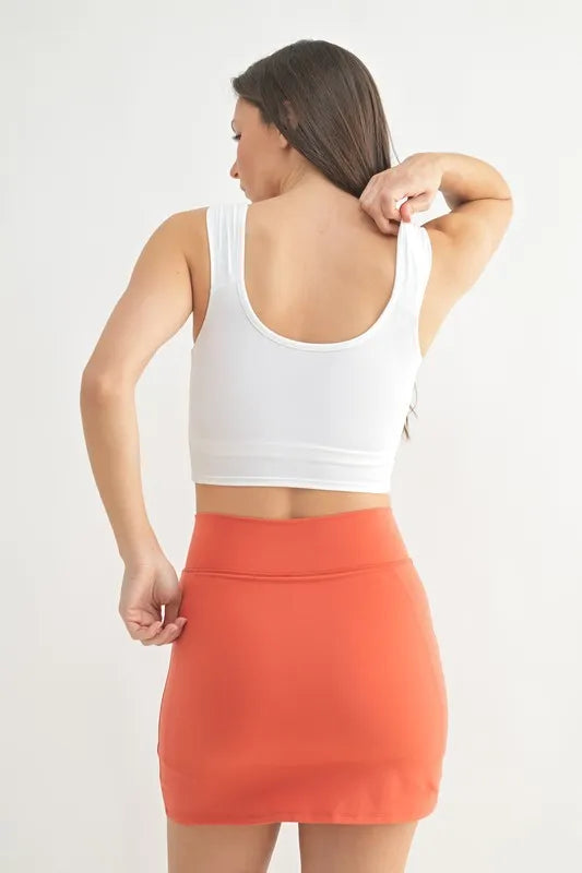 White Mono B Ruched Front Active Tank 1
