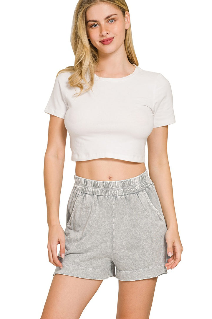 Zenana Halo Snow Washed Boxy Top Shorts Set 4