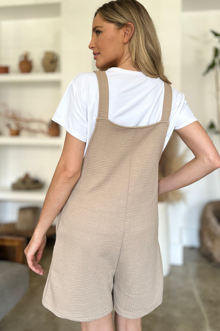 Khaki Double Take Full Size Texture Sleeveless Romper