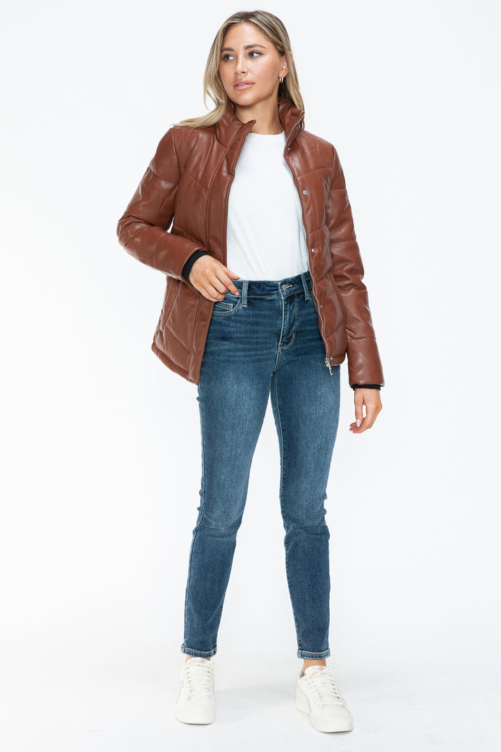 Snobbish Pocketed Zip Up Turtleneck Puffer Jacket 1