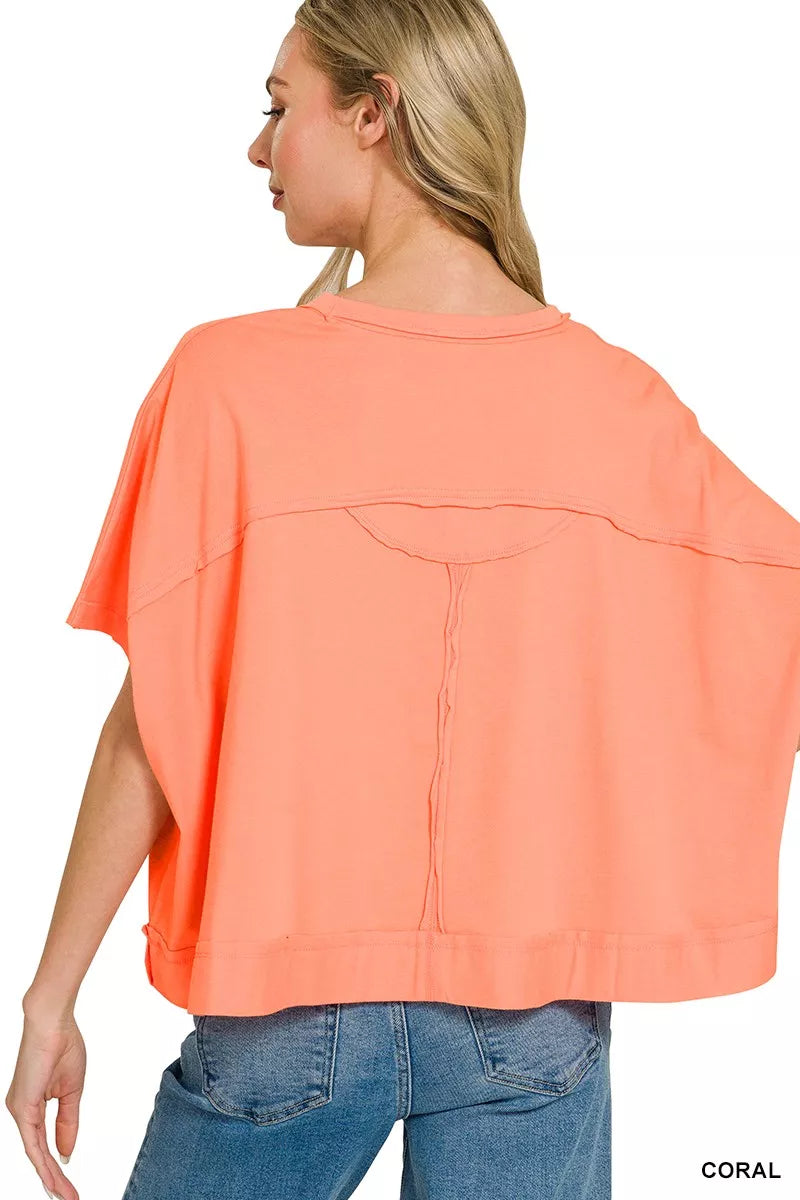 Zenana Exposed Seam Boxy Top 1