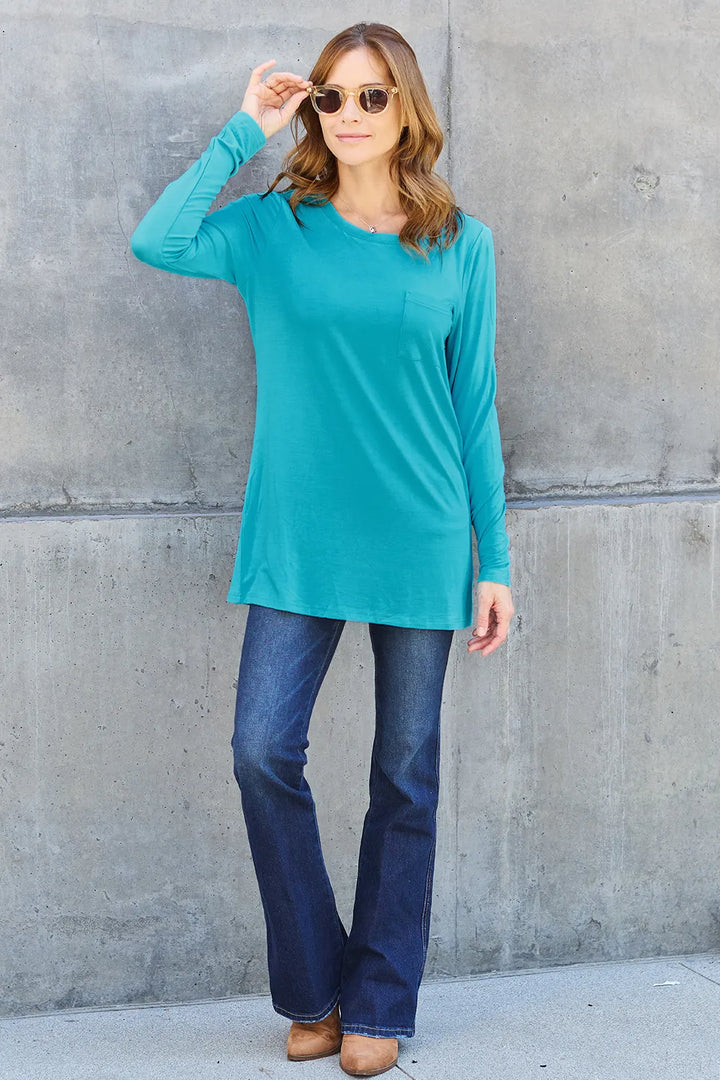 Cerulean Basic Bae Full Size Round Neck Long Sleeve Top 1