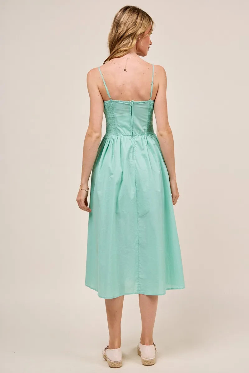 Sage So Me Smocked Sleeveless Casual Everyday Dress With Slit