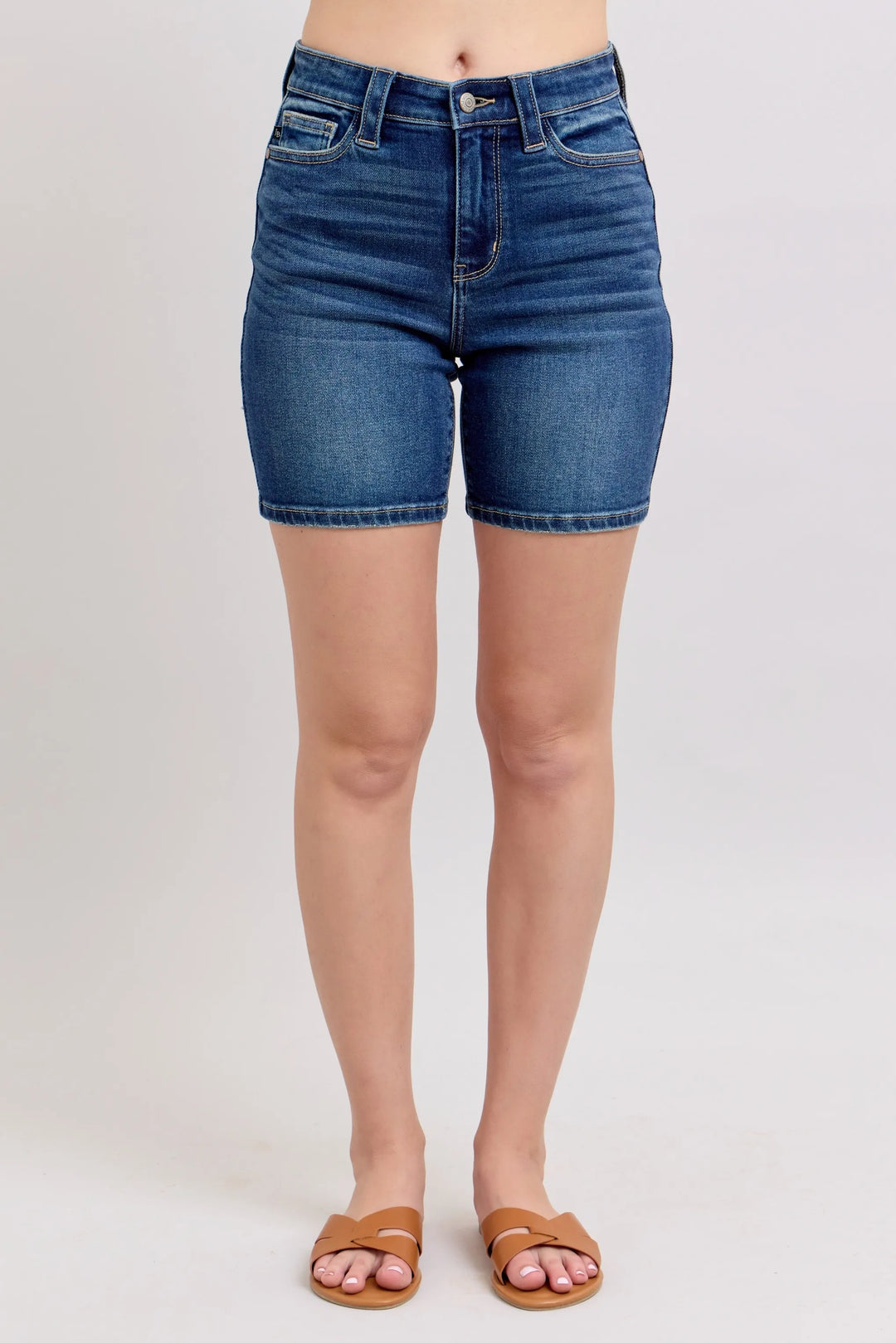 Dk Judy Blue Full Size High Waist Bermudas Jeans W Back Flap Pockets Plus Size