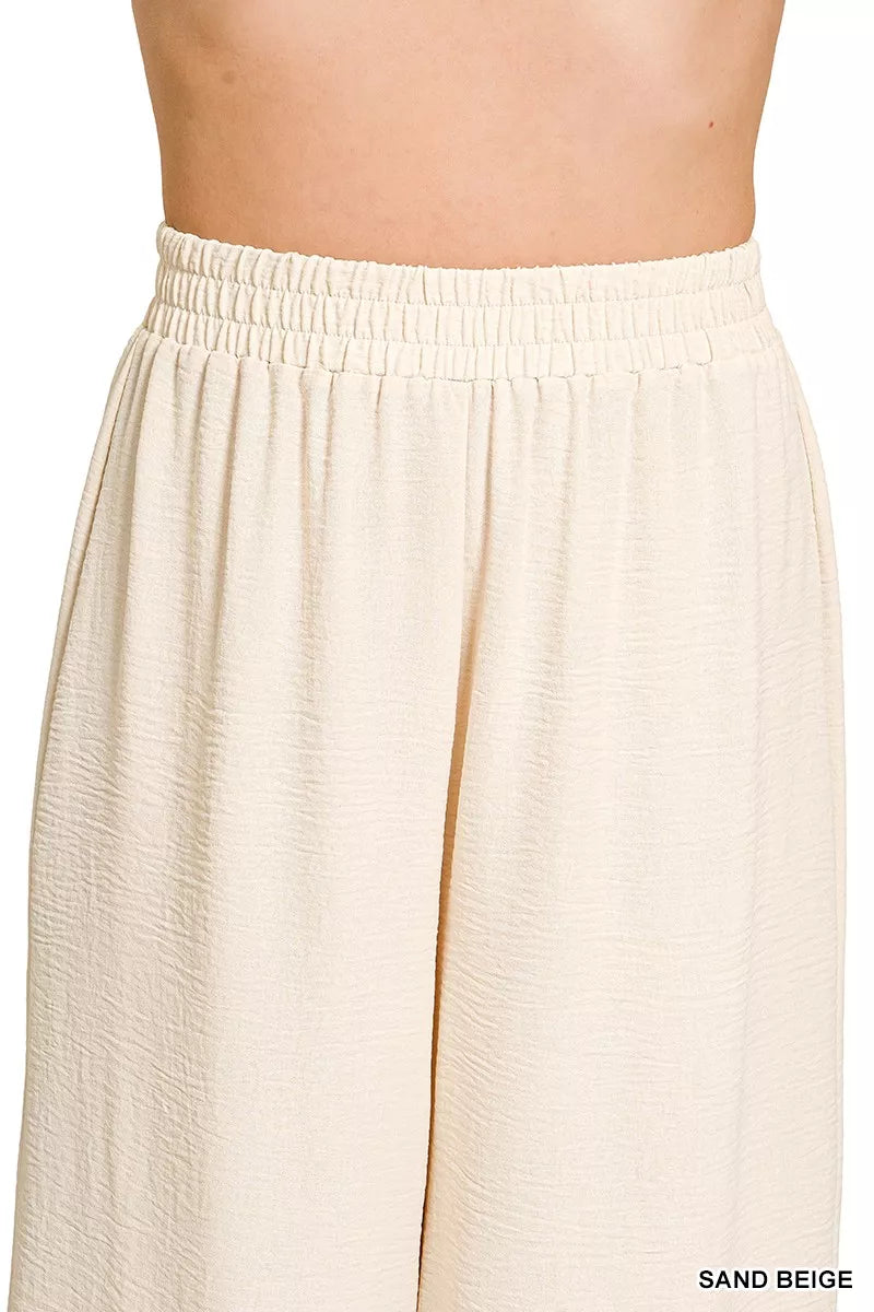 Zenana Woven Airflow Elastic Waistband Pants 8