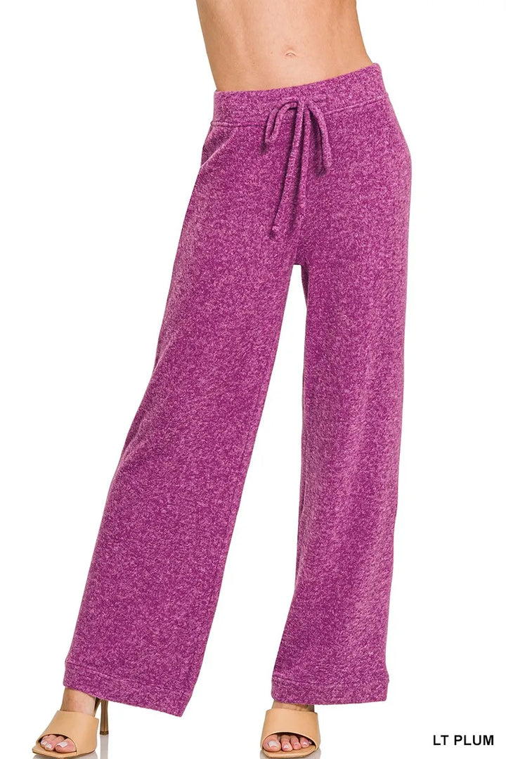 Lt Plum Zenana Soft Brushed Hacci Pants