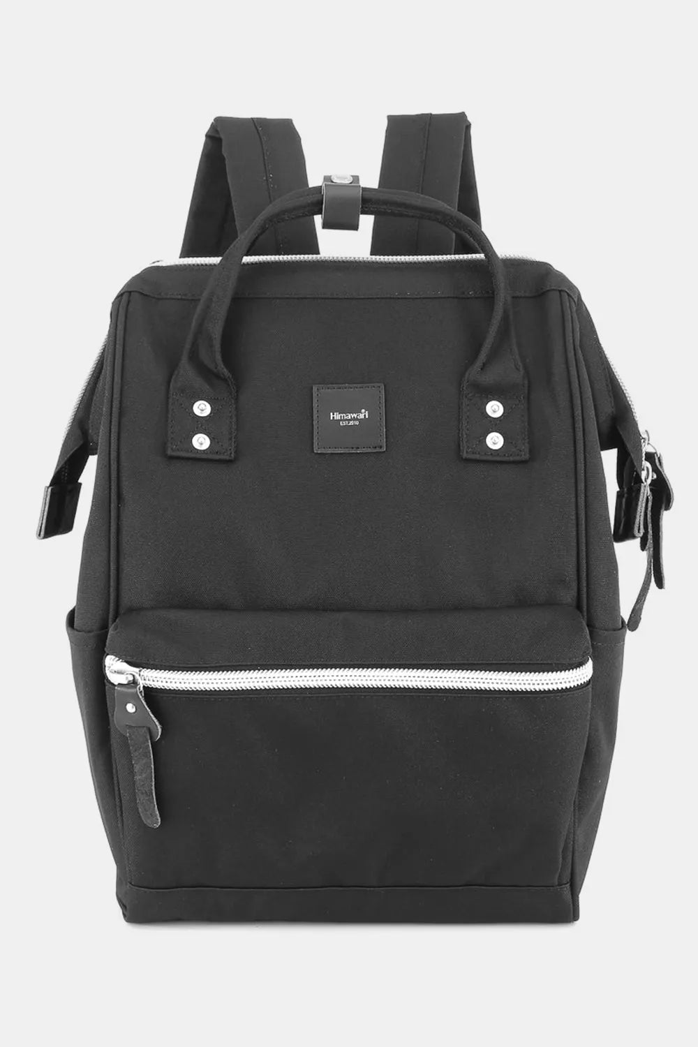 Black Himawari Water Resistant Canvas Backpack Bag With Side Pockets