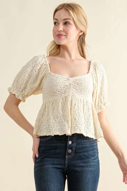 Cream And The Why Lovely Textured And Smocked Top 2