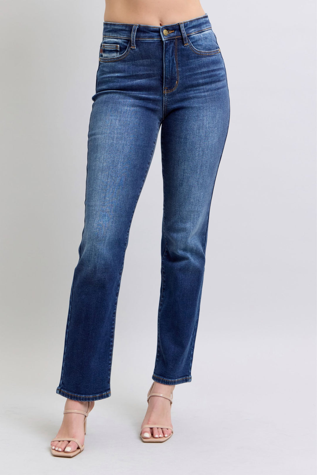 Dark Judy Blue Full Size Washed Straight Leg Jeans With Pockets