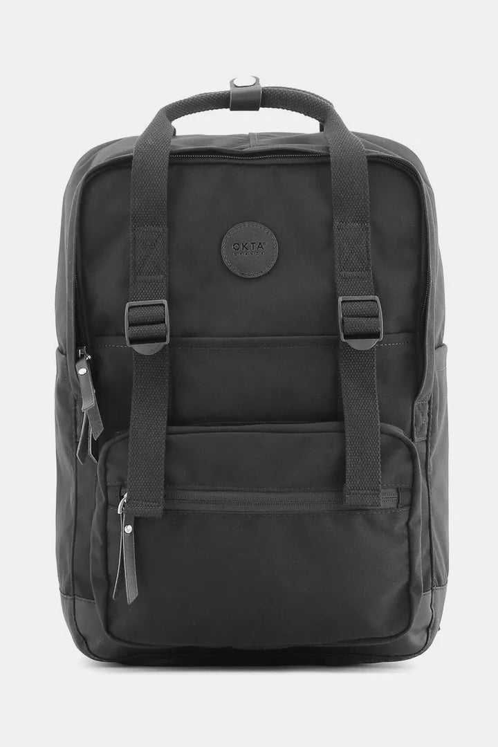 Black Himawari Waterproof Canvas Backpack Bag With Side Pockets 2