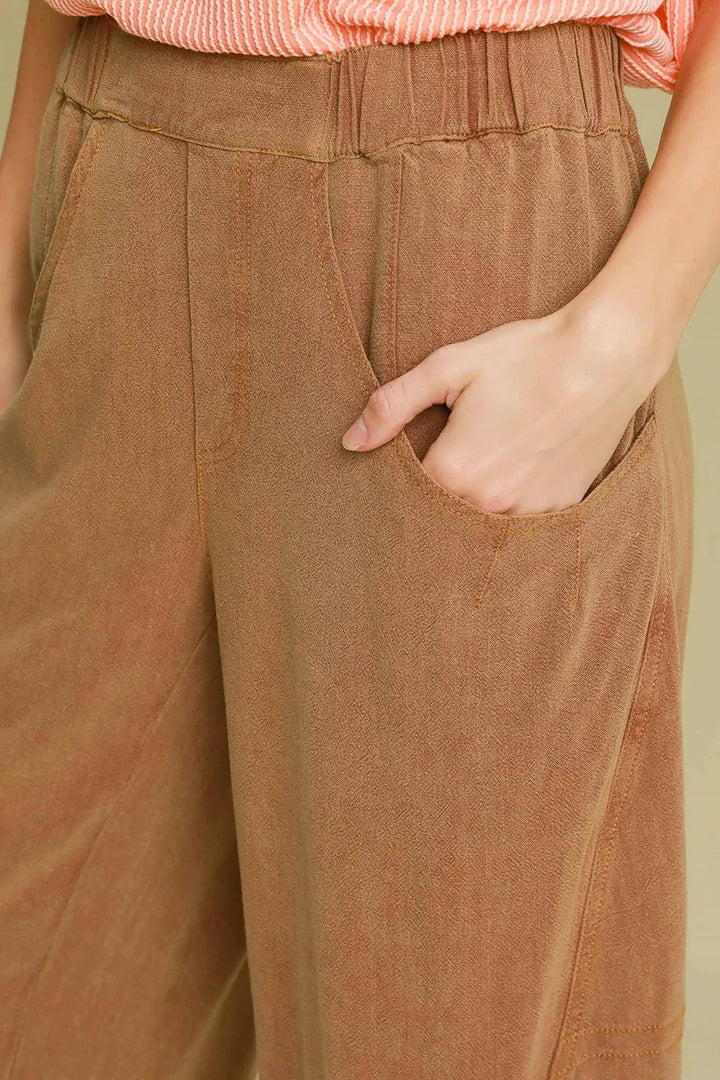 Umgee Elastic Waist Baggy Fit Pants With Pockets 1