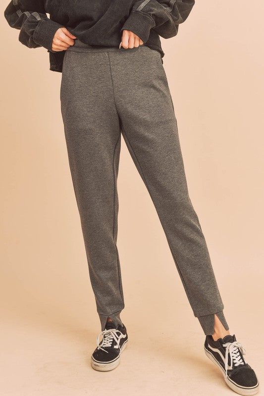 Charcoal Aemi Co Elastic Waist Joggers With Pockets 1