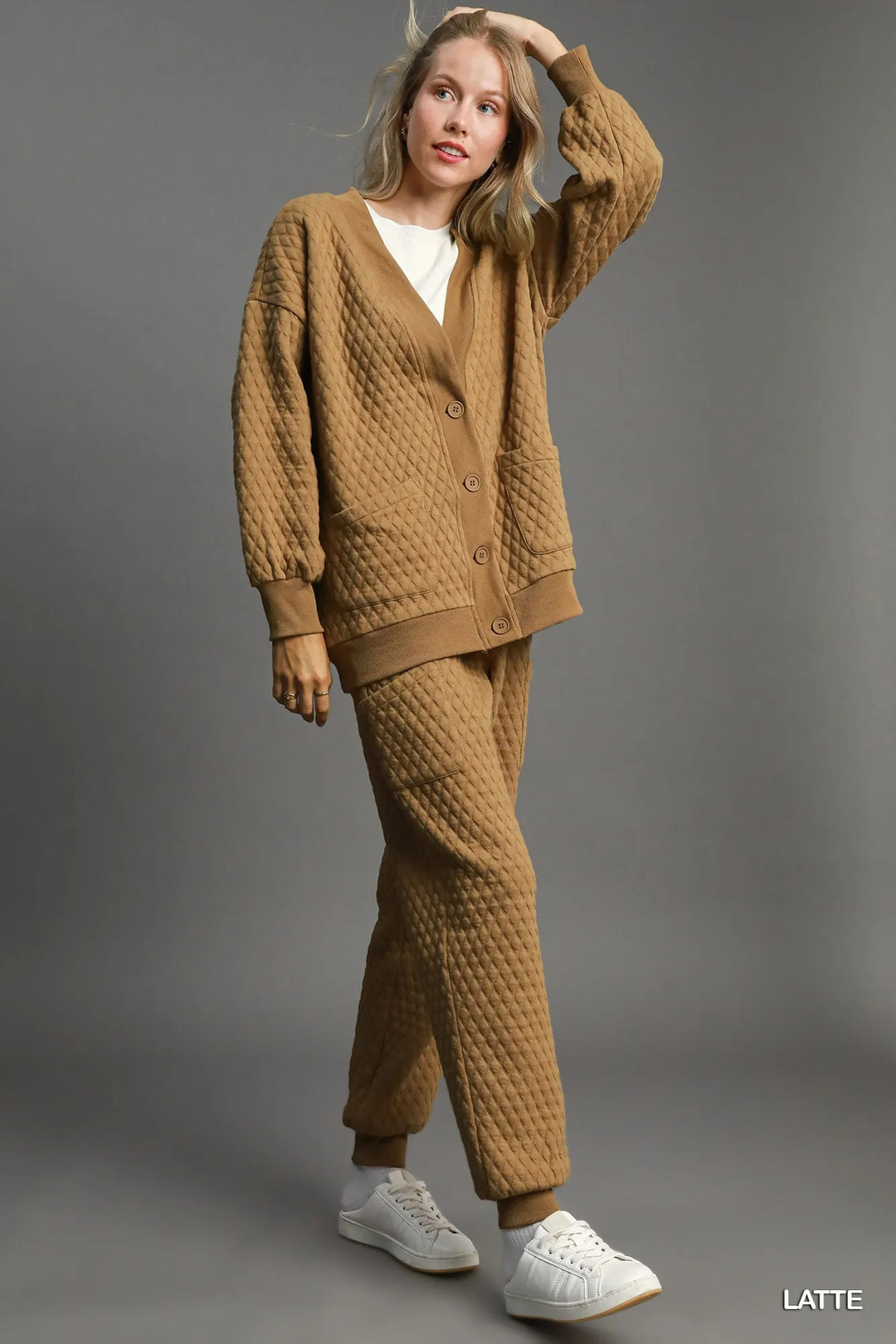 Latte Umgee Button Up Jacquard Cardigan 1