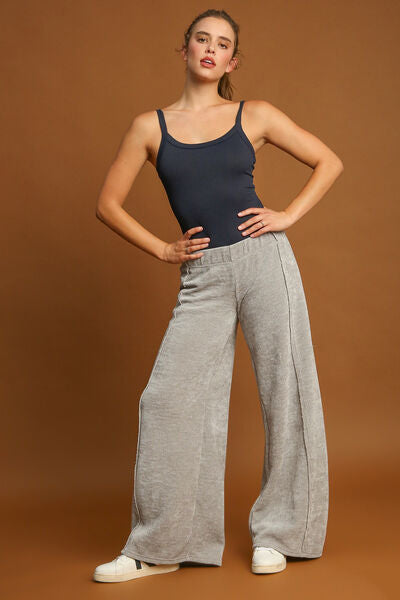 Umgee Elastic Waist Wide Leg Pants 1