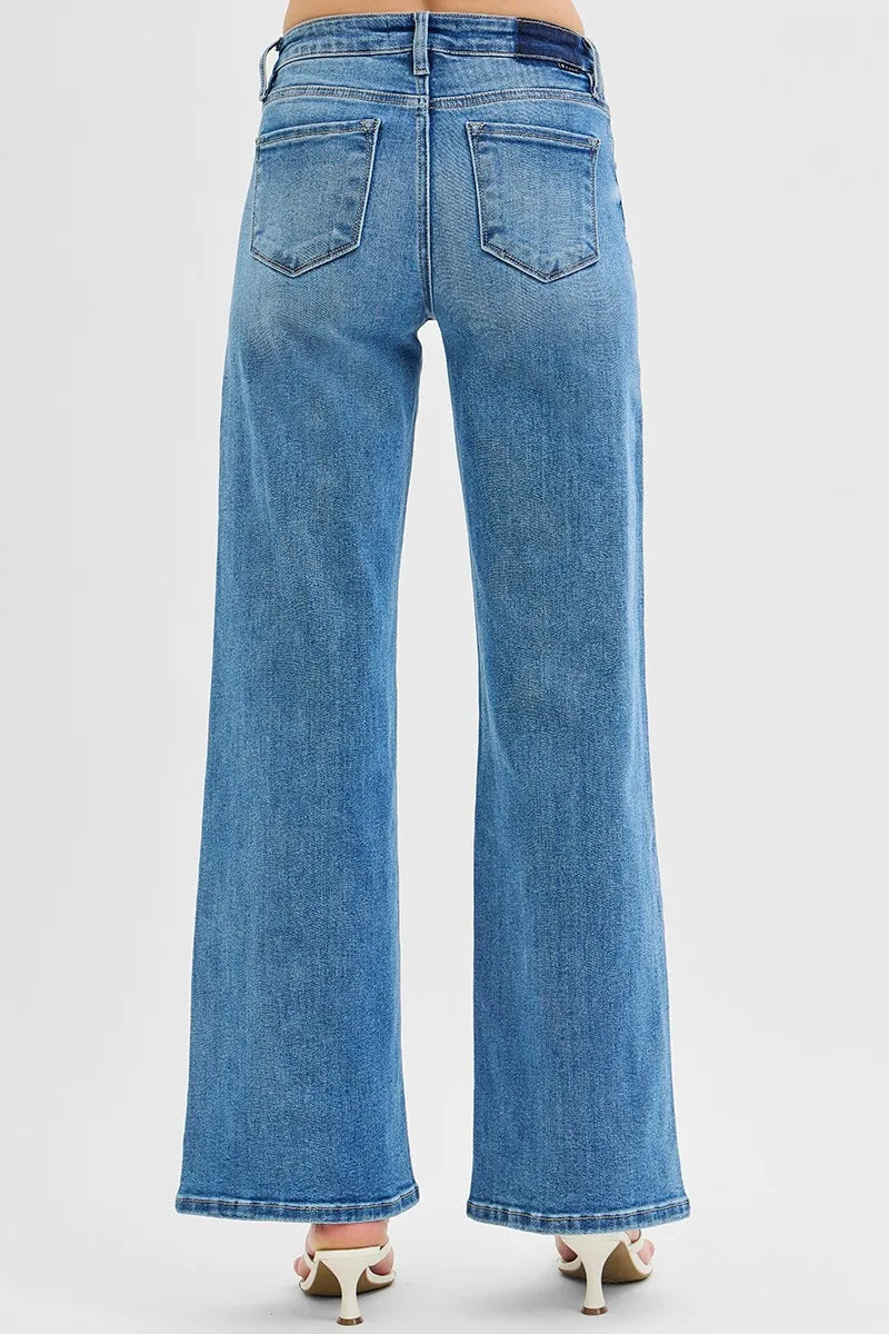 Medium Risen Full Size Low Rise Wide Leg Jeans Plus Size