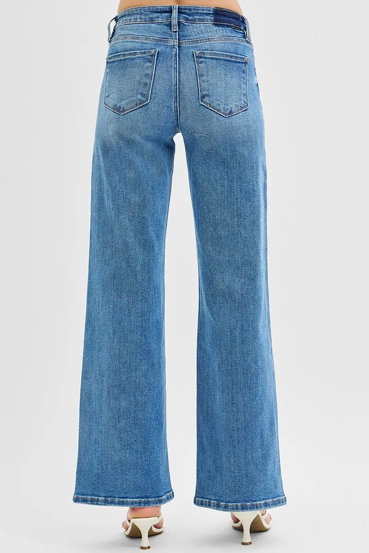 Medium Risen Full Size Low Rise Wide Leg Jeans Plus Size