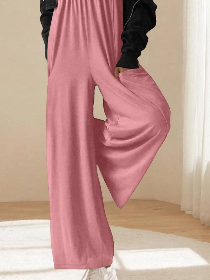 Pink Spaghetti Strap Wide Leg Jumpsuit 1