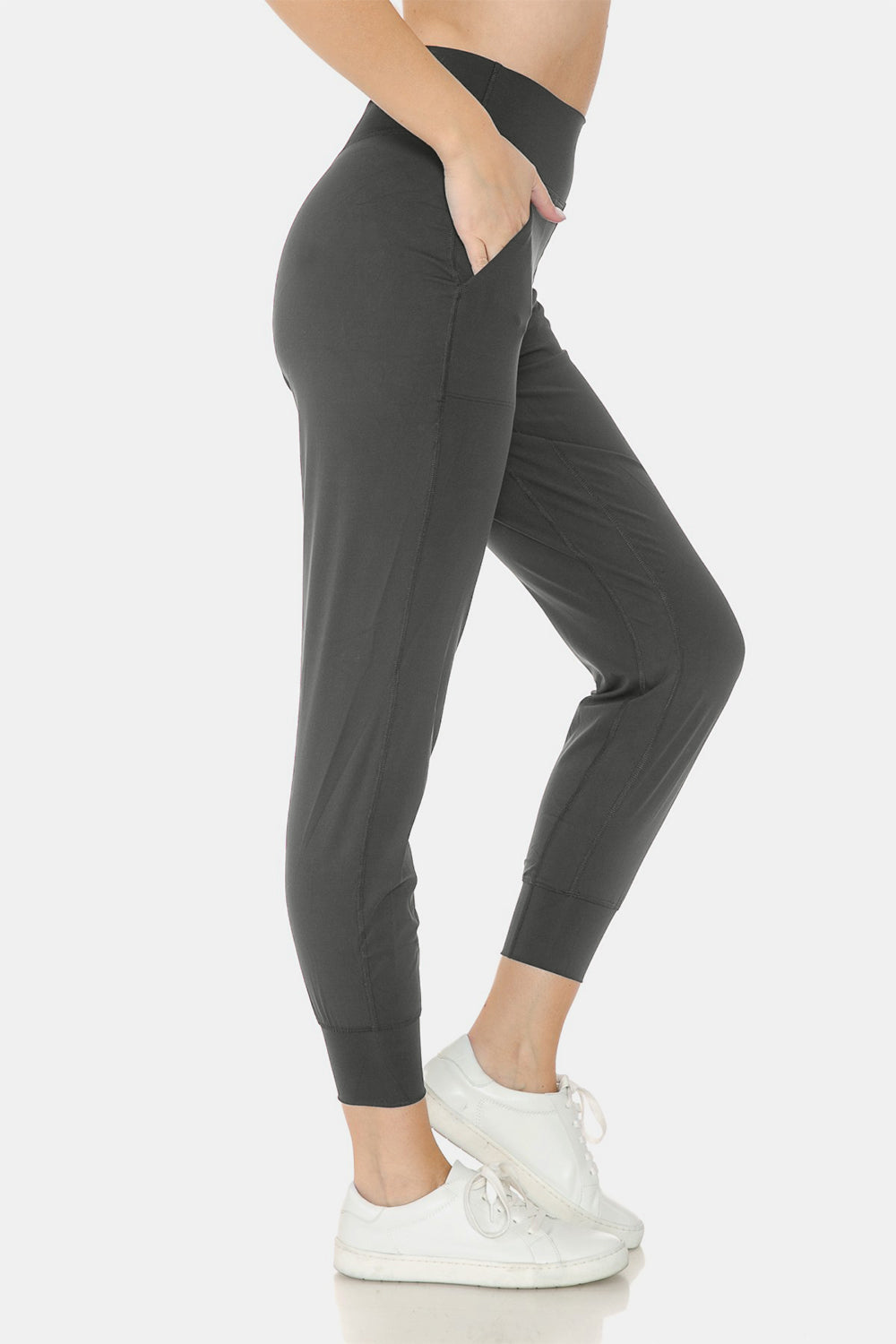 Charcoal Leggings Depot Wide Waistband Slim Active Joggers