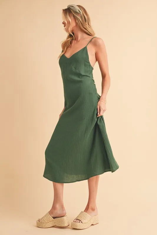 Emerald Aemi Co Side Button Midi Cami Dress 2