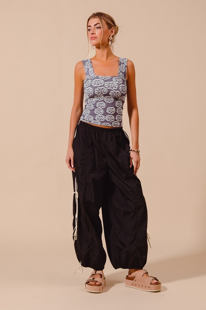 Black So Me Loose Fit Jogger Pants With Double Lined Side Detail