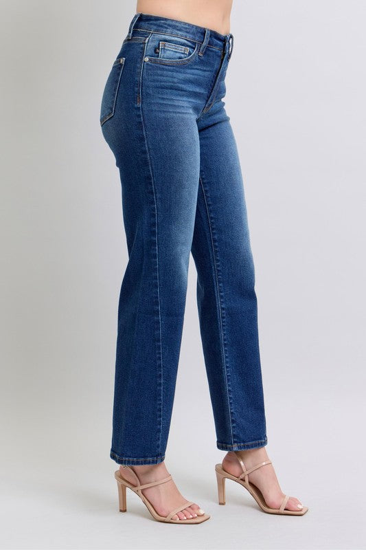 Medium Judy Blue Full Size Side Seam Detail Straight Jeans With Pockets