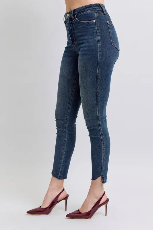 Dk Judy Blue Full Size High Waist Tummy Control Step Hem Skinny Jeans Plus Size