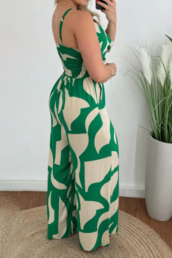 Sage Two Tone Spaghetti Strap Wide Leg Jumpsuit