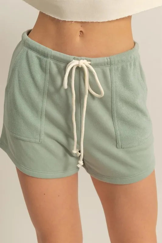 Sage Hyfve Drawstring Mid Waist Shorts