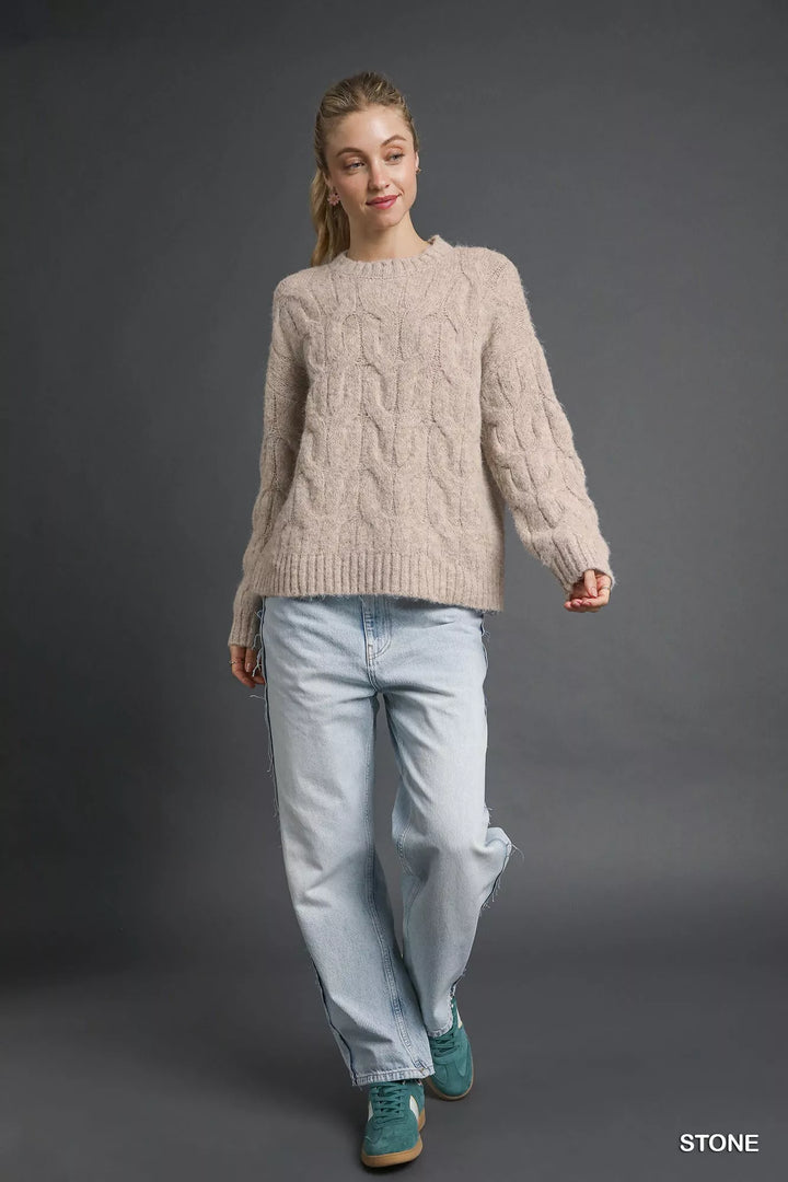 Umgee Cable Knit Cozy Sweater 1
