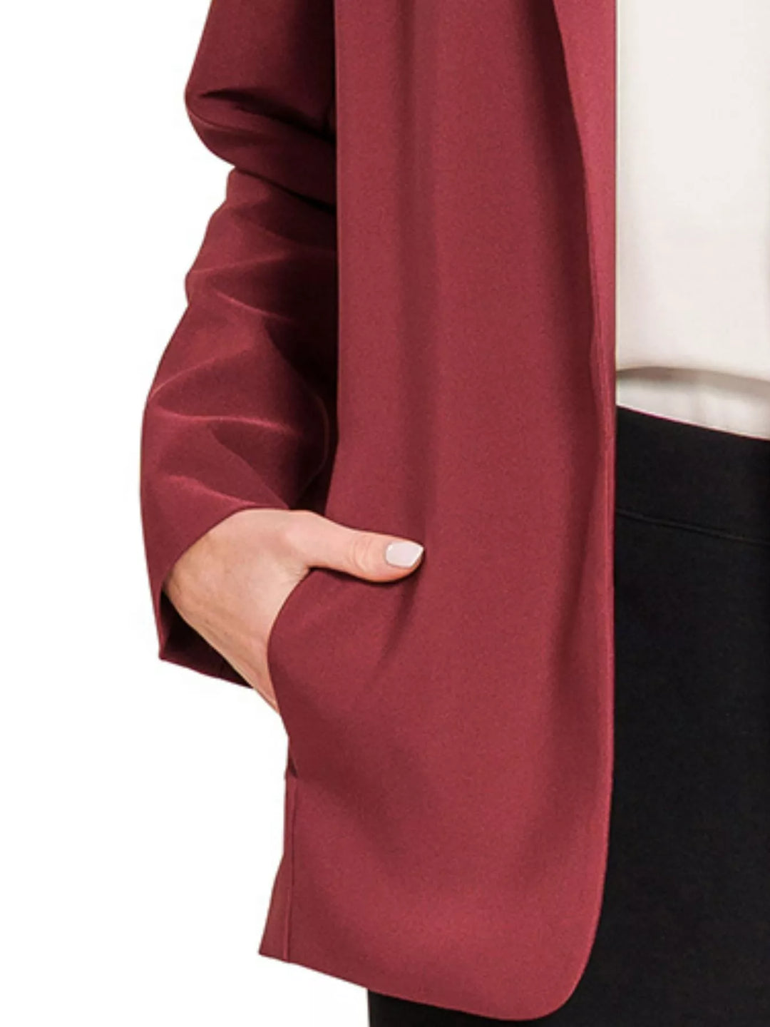 Burgundy Zenana Woven Long Sleeve Blazer With Lining 1
