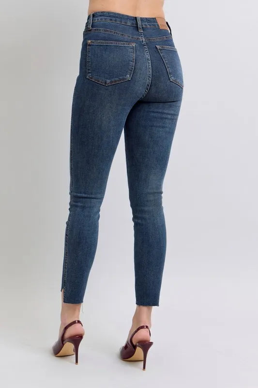 Dk Judy Blue Full Size High Waist Tummy Control Step Hem Skinny Jeans Plus Size