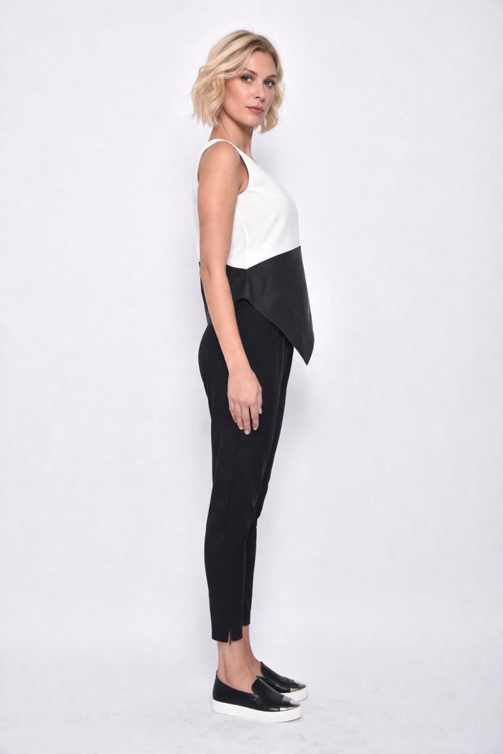 White/Black Uneven Hem Tank