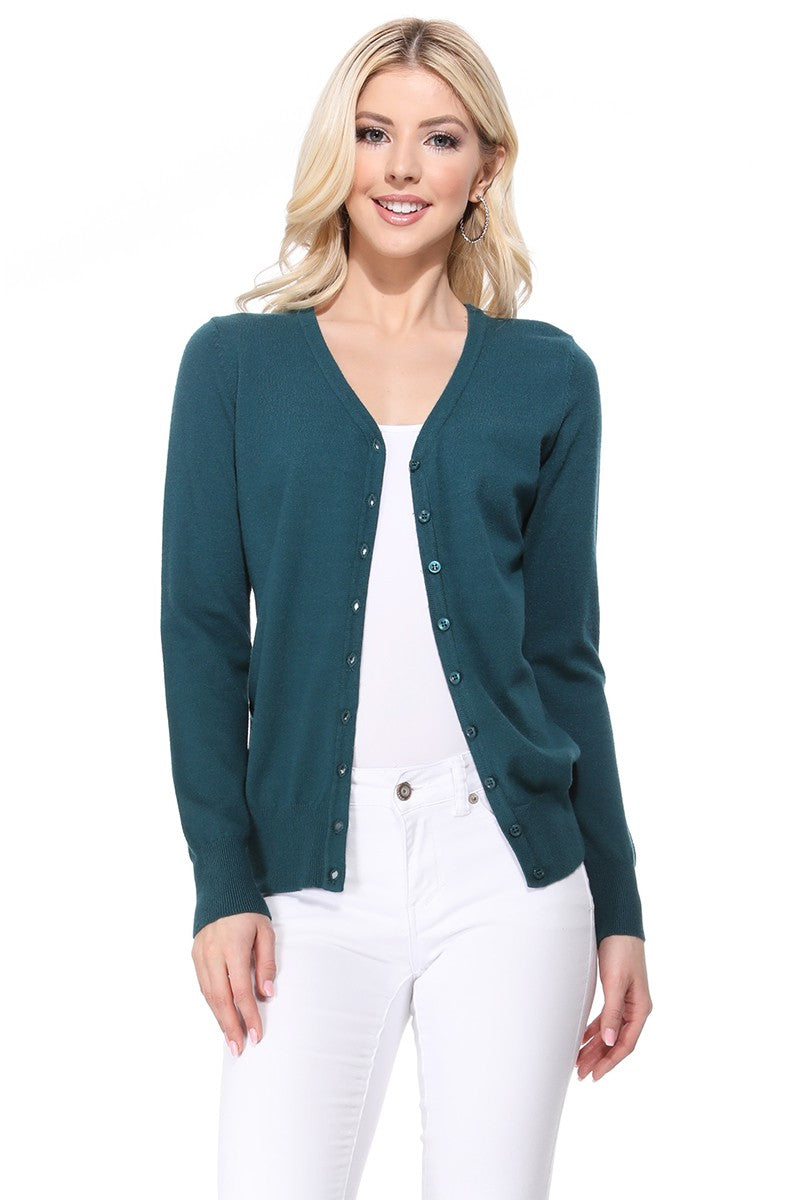 Ivory Womens V Neck Button Down Knit Cardigan Sweater