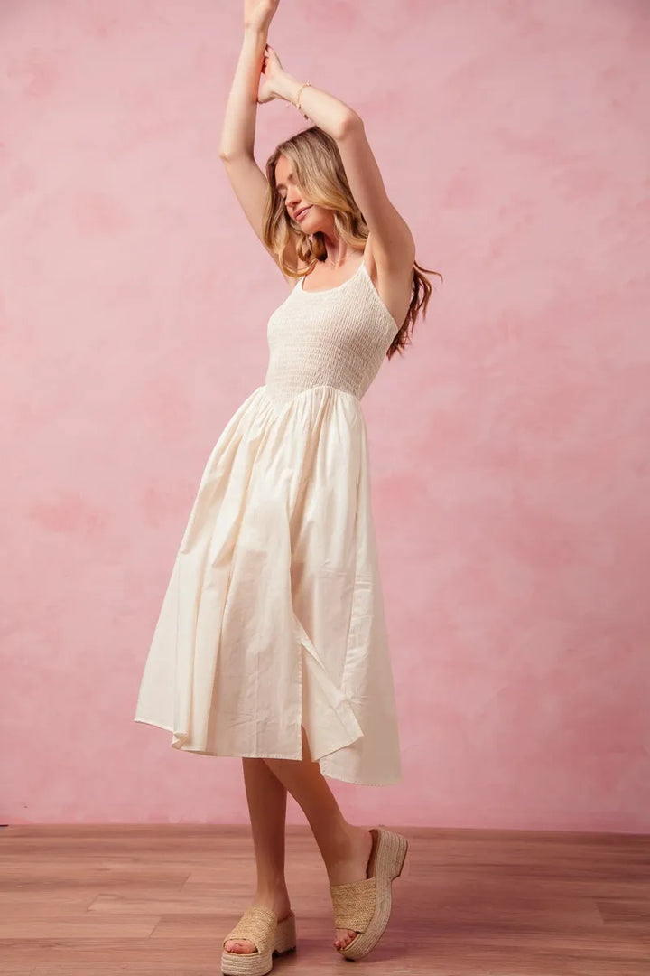 So Me Smocked Sleeveless Casual Everyday Dress With Slit 1