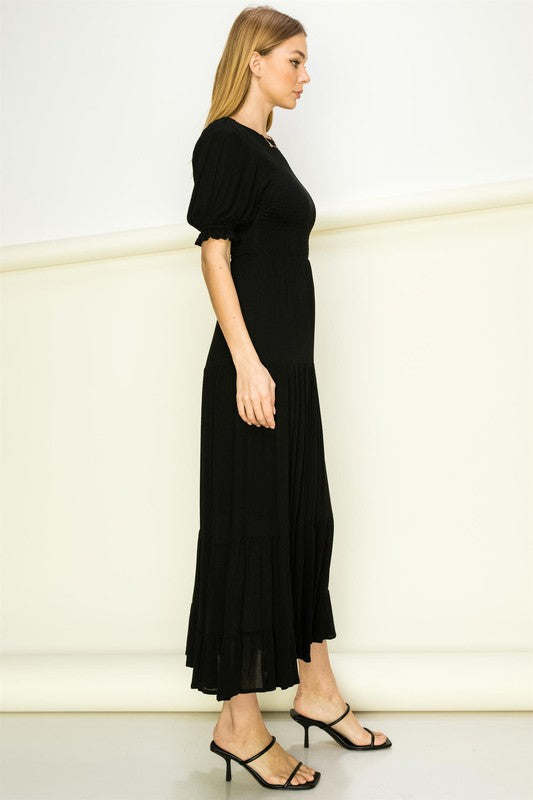 Black Catch Me A Dream Smocked Maxi Dress