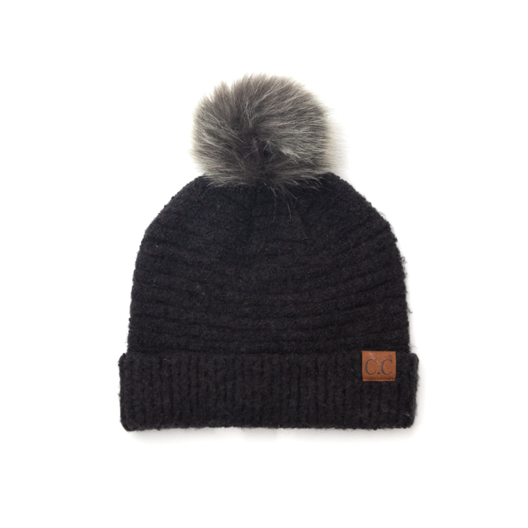 C C® Ultra Soft Fur Pom Beanie