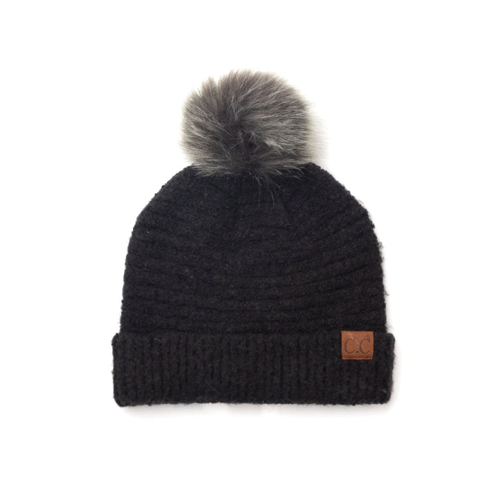 C C® Ultra Soft Fur Pom Beanie
