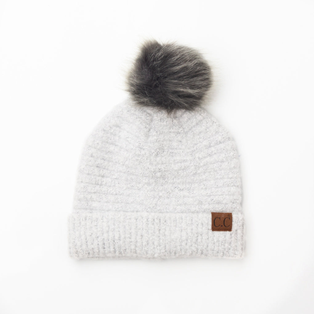 C C® Ultra Soft Fur Pom Beanie