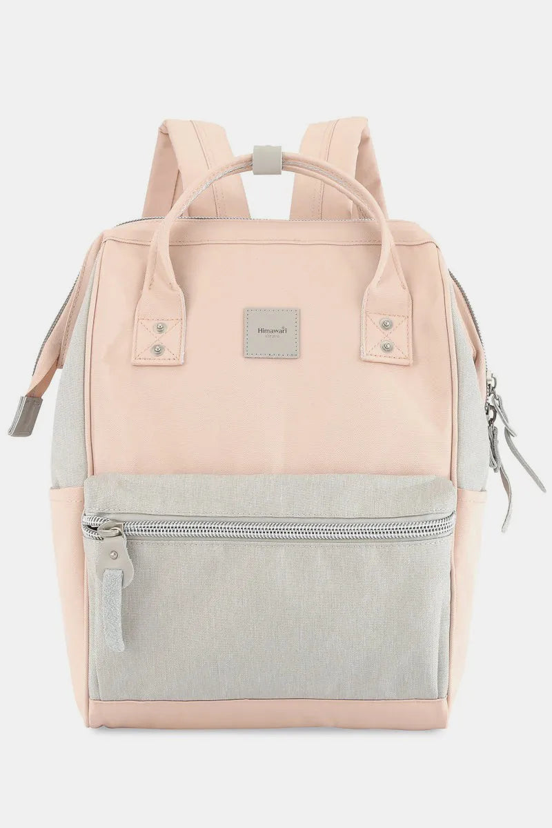 Cream/L.Pink Himawari Water Resistant Canvas Backpack Bag With Side Pockets 1