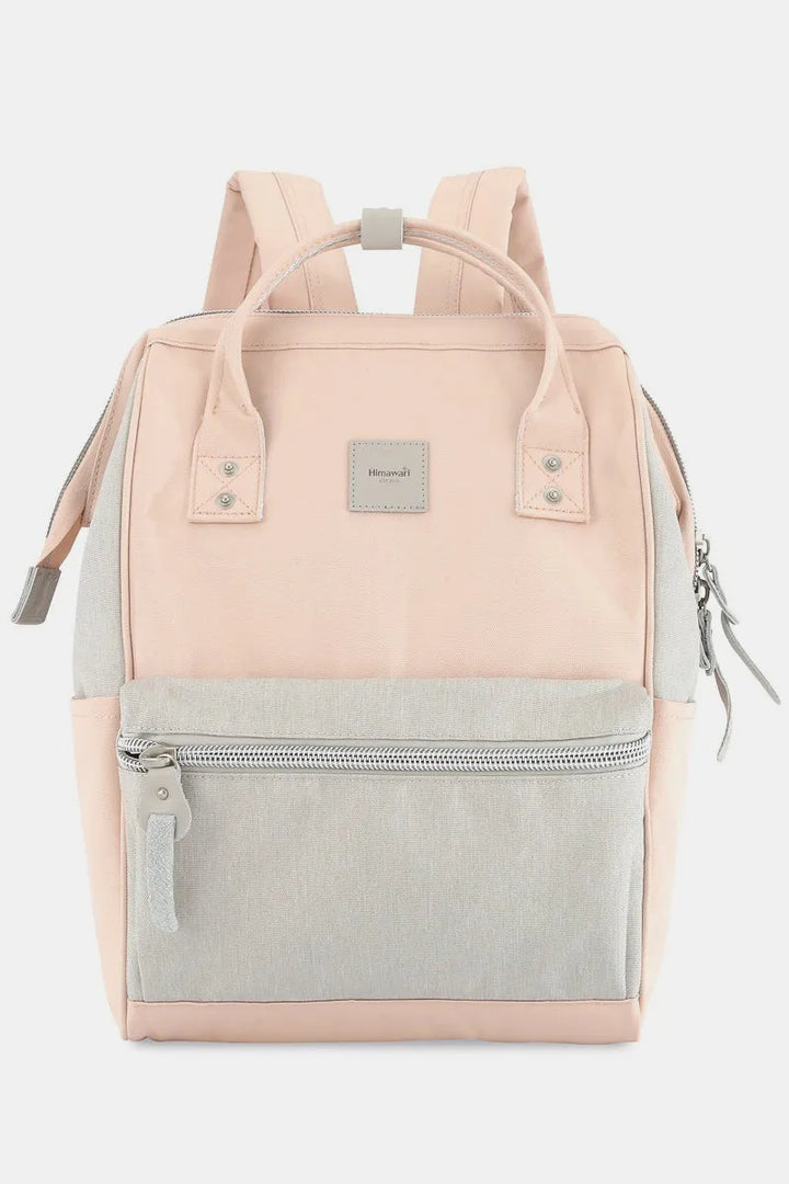 Cream/L.Pink Himawari Water Resistant Canvas Backpack Bag With Side Pockets 1
