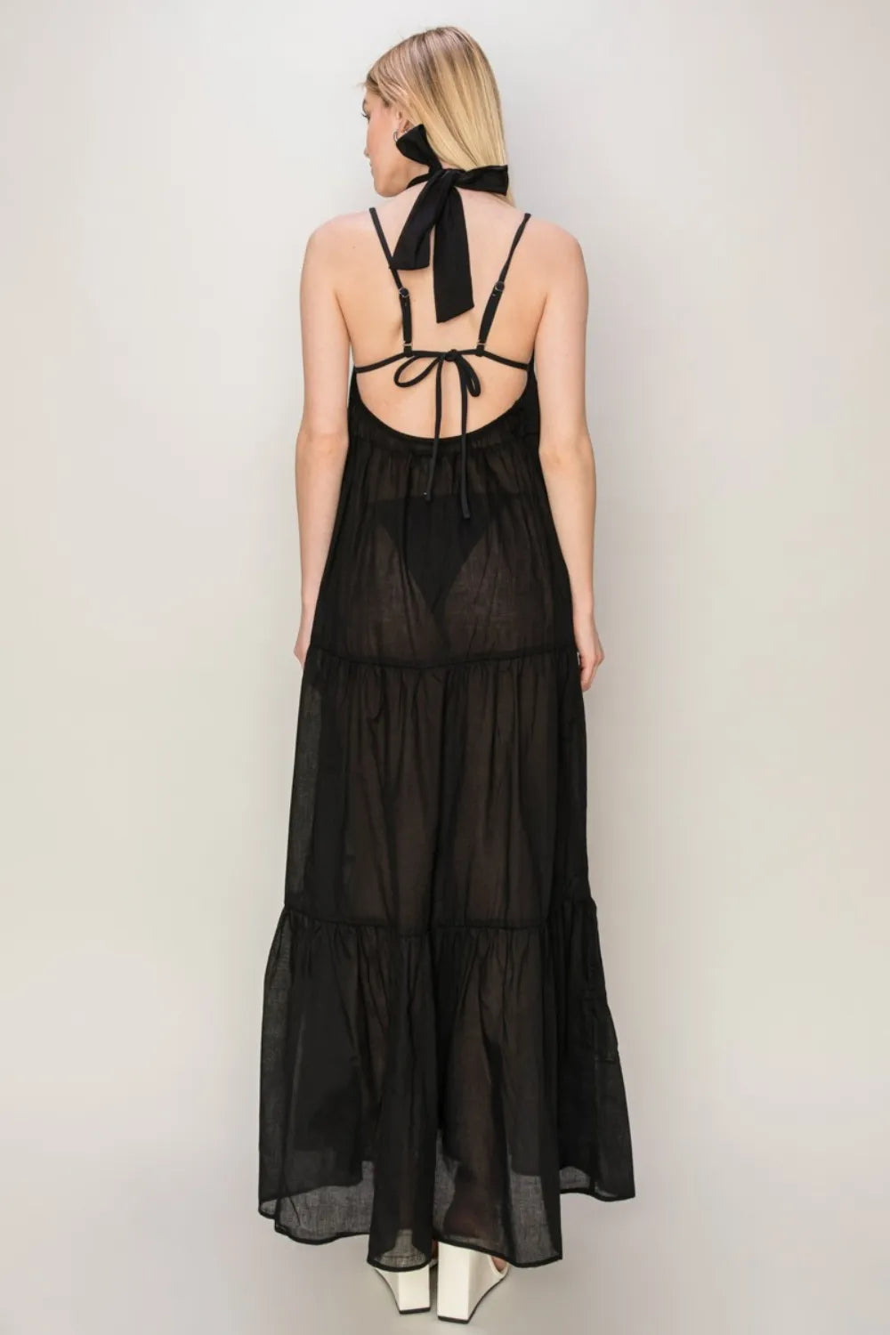 Black Hyfve Halter Neck Cover Up Maxi Dress